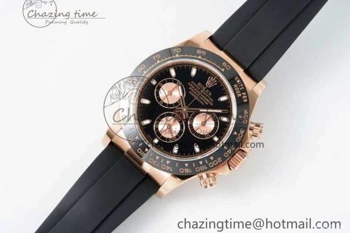 0517 Stretchable Daytona 116515 QF 1:1 Best Edition Black RG Dial on Oysterflex Rubber Strap SA 2273